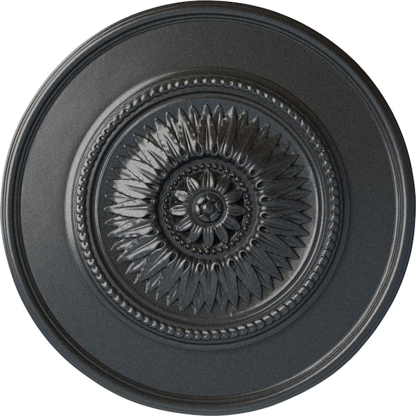 Ekena Millwork Floral Ceiling Medallion, Hand-Painted Pewter, 23 1/2"OD x 2 3/4"P CM23FLPES - main